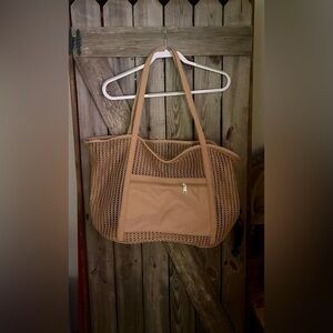 Tan Mesh Tote Bag
